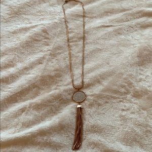 Rose Gold Necklace with Sparkling Silver Pendant